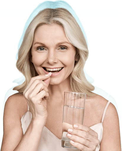 Person som tar Sedamin med ett glas vatten